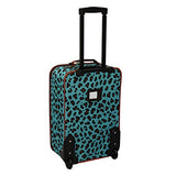 Rockland Rio Upright Carry-On & Tote 2-Piece Luggage Set - Blue Leopard