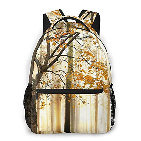 Casual Backpack，Autumn Picture Of A Lonely Tre,Adult College Shoulder Travel Bag
