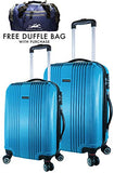 ABS Lightweight Spinner Luggage - 2 Piece Set (20", 24"), Blue