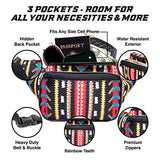 Festival Fanny Pack - Boho, Hippy, Eco, Woven, Cotton & Tribal Poly Styles (Black)