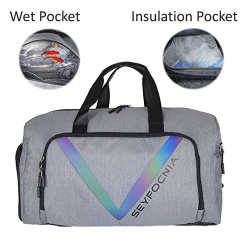 Sports Gym Bag with Shoe Compartment, Waterproof Weekender Bag Overnight Duffle Bag for Mens or