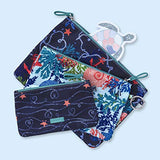 Vera Bradley Women's Set of 3 Pencil Pouch Toiletry Travel Bags Trio (Shore Thing)