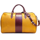 Floto Venezia Duffle Bag in Yellow and Brown Italian Calfskin Leather