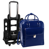 McKlein, W Series, LA Grange, Top Grain Cowhide Leather, 15" Leather Vertical Patented Detachable -Wheeled Ladies' Laptop Briefcase, Navy (96497)
