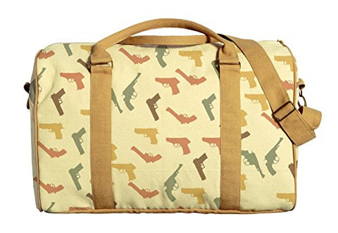 Guns Printed Canvas Duffle Luggage Travel Bag Was_42