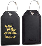 Casmonal Luggage Tags with Full Back Privacy Cover w/Steel Loops (black 02 pcs set)
