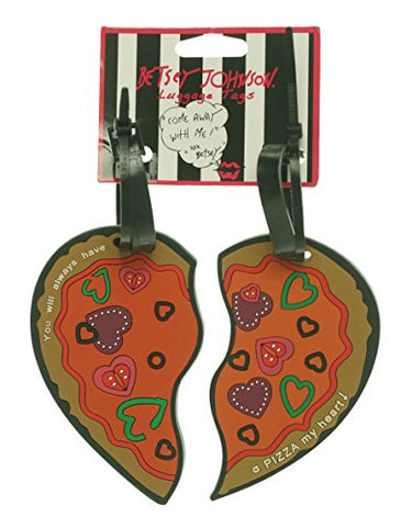 Betsey Johnson Heart‑Shaped Pizza Luggage Tag Set - You Will Always Have A Pizza My Heart!