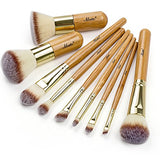 Matto Makeup Brushes 9-Piece Bamboo Handles Makeup Brush Set With Travel Cosmetic Bag