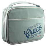 Retro Blessings "Grace" Washed Cadet Blue Canvas Bible / Book Cover (Large)
