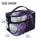 Tropical Poppy Flowers Leaf Portable Cosmetic Toiletry Bags Large Makeup Travel Bags with Handle 9"