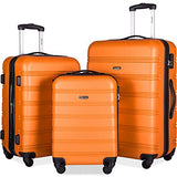 Merax 3 Pcs Luggage Set Expandable Hardside Lightweight Spinner Suitcase (Orange)
