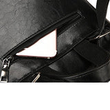 ABage Women's PU Leather Travel College Student Backpack Purse Handbag Bookbag School Bag, Black