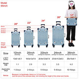 NZBZ Travel Vintage Trunk Luggage Set with Spinner Wheels Cute Retro Suitcase for Women, 2 Pieces (Embroidered Flowers Dark Blue Set, 26"+12")