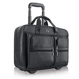 Solo Franklin Premium Leather 15.6 Inch Rolling Laptop Case, Black