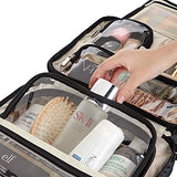 FINDCOZY Extra Large Toiletry Bag with Hanging Hook, Travel Makeup Case for Women, Cosmetic Organizer for Toiletries, Full-Sized Bottles, Beauty, Black