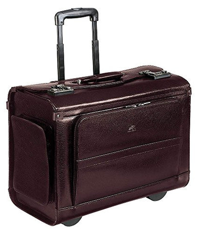Mancini 17" Laptop Wheeled Catalog Case, Leather Business Case in Burgundy