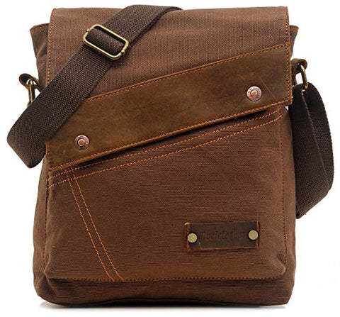 Small Vintage Canvas Messenger Bag Ipad Shoulder Bag Travel Portfolio Bag Crossbody Purse