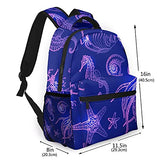 AoHanan Doodle Starfish Shells Squid Fish Backpack Boys Girls School Book Bag Laptop Backpacks Travel Hiking Camping Daypack