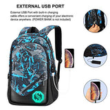 Backpack for Boys, Kids School Backpack boy with USB Charging Port Lunch Bag and Pencil Case, School Bag Kids 3-in-1 Bookbag Set, Water Resistant Teens Bookbag Fashion School Bags (Blue)