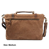S-Zone Vintage Canvas Genuine Leather Messenger Traveling Briefcase Shoulder Laptop Bag