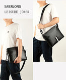 Saierlong New Mens Black Genuine Leather Briefcase Messenger Bags Business Handbags