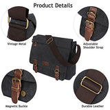 S-Zone Vintage Canvas Messenger Bag School Shoulder Bag For 13.3-15Inch Laptop Business Briefcase