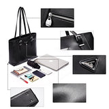 BOSTANTEN Women Briefcase Leather Laptop Tote Handbags 15.6" Computer Shoulder Bags Black