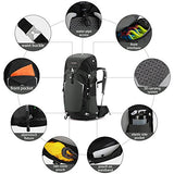 Gonex 55L Hiking Backpack Outdoor Trekking Camping Backpack Rain Cover Included Black