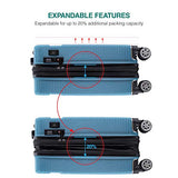 Villago Hardshell Carry On USB port Polycarbonate 8 Wheel Spinner with Slash Proof Zipper TSA Lock and Expandable Zipper (22x14x9) (AQUA) / Maleta De Viaje De Polycorbonato Con USB Y Candado