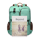 School Backpack Vintage Canvas Laptop Backpacks Men Women Rucksack Bookbags, Mint Green
