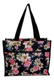 Medium Fashion Print Zipper Top Tote Bag (Lily Rose)