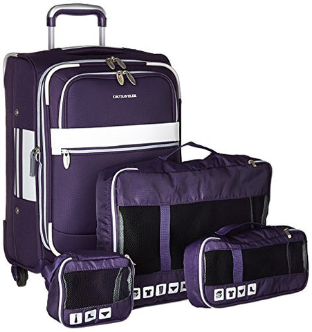 Us Traveler Alamosa 4-Piece Carry-On Luggage Set, Purple