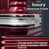 Coolife Luggage Aluminium Frame Suitcase with TSA Lock 100% PC (S(20in), Wine red)