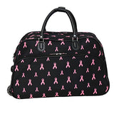 World Traveler 21-Inch Carry-On Rolling Duffel Bag, Pink Ribbon