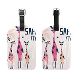 Cooper Girl Funny Cartoon Giraffes Luggage Tag Travel Id Label Leather For Baggage Suitcase 1 Piece