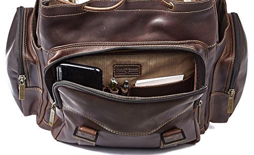 Claire Chase Legendary Jumbo Business Backpack - Dark Brown Cowhide Leather, 17.5x15x5 Inches, Laptop Compartment