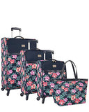 Tommy Bahama Michelada 3 Piece Hardside Spinner Luggage Set (Hibiscus Vine)