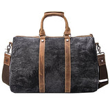 Tmount Unique Vintage Canvas Leather Duffel Bag Travel Tote Bag Overnight Bag, Lightweight Carry On