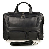 Men Vintage Black Genuine Leather Briefcase Office Business Messenger Bag