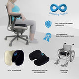 Everlasting Comfort 100% Pure Memory Foam Luxury Seat Cushion, Orthopedic Design To Relieve Back,