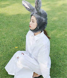BOBILIKE Plush Fun Bunny Ears Hood Women Costume Hats Warm, Soft and Cozy, Grey2