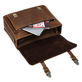 Polare Men'S Full Grain Leather Laptop Briefcase Messenger Bag Vintage Travel Case