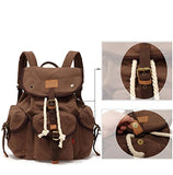 AUGUR Vintage Canvas School Laptop Backpack for Student,Hiking Daypacks (Coffee)