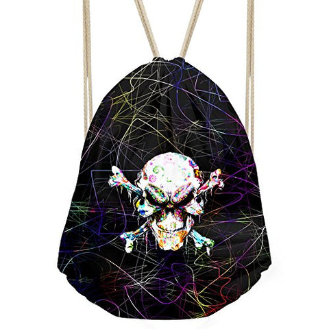 Doginthehole Skull Butterfly Lightweight Drawstring Bag Sport Gym Sack Bag Backpa