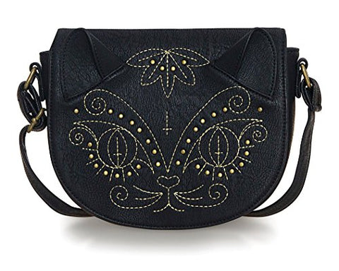 Loungefly Vegan Leather Embroidered Cat Crossbody Bag
