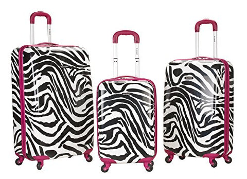 Rockland Luggage 3 Piece Upright Set, Pink Zebra, Medium