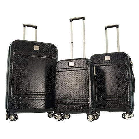 Gabbiano Texture Black Polycarbonate 3-Piece Expandable Hardside 8-Wheel Spinner Luggage