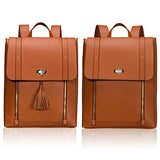 Estarer Women Pu Leather Backpack 15.6Inch Laptop Vintage College School Rucksack Bag(Brown)