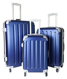 3 Pc Luggage Set Hardside Rolling 4Wheel Spinner Upright Carryon Travel Abs Blue