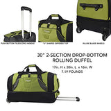 TPRC 30" Durable Rip-Stop Nylon Rolling Luggage Duffel Bag, 30 Inch, Green